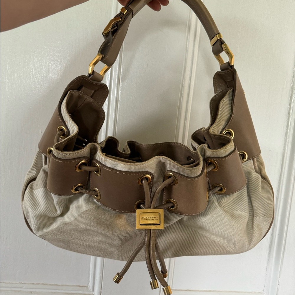 Burberry Tan and Cream Shoulder Bag